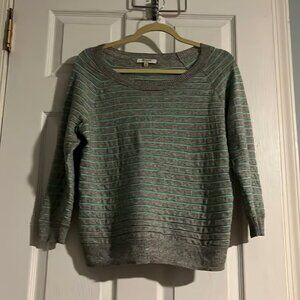 Madewell Grey and Mint Striped Sweater- like new
